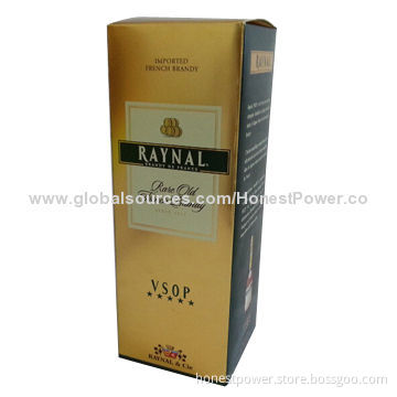Wine Box with Spot UV Finish, Made of Gold Card Paper, Customized Logos and Sizes Accepted
